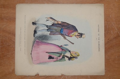 Lot 349 - A file with various prints and watercolours including circle of Henry William Bunbury (1750-1811) image of a barber's