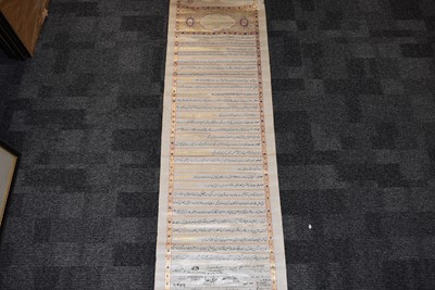 Lot 352 - An unusual Indo-Persian illuminated calligraphy scroll