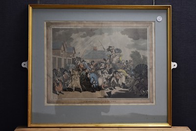 Lot 356 - Aquatint after Thomas Rowlandson (1757-1827) "A Sudden Squall in Hyde Park"
