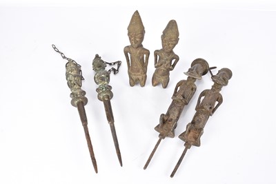 Lot 393 - A pair of chained Yoruba Eden Ogboni staffs