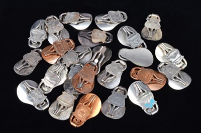 Lot 491 - A collection of steel and brass 19th Century folding commemorative or souvenir shoehorn button hooks