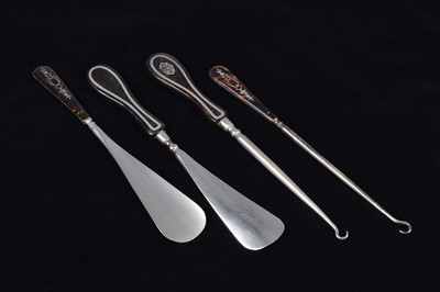 Lot 503 - Two sets of matching button hooks and shoehorns