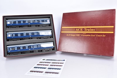 Lot 458 - ACE Trains 0 Gauge C/20-A LMS blue Coronation Scot  3-Coach Set B