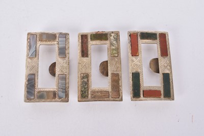 Lot 627 - The Edwardian Silver and Hardstone Buckles