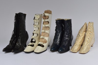 Lot 664 - A pair of antique blue Victorian button botts