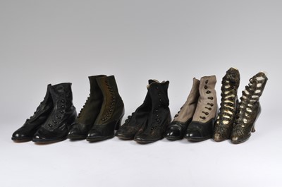 Lot 665 - A pair of Victorian leather boots with jet beading