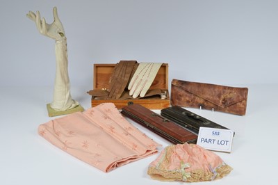 Lot 681 - A vintage white kid leather glove on stand