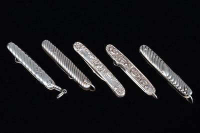Lot 720 - A group of five Victorian Silver Pocket Knives/Multi-Tools