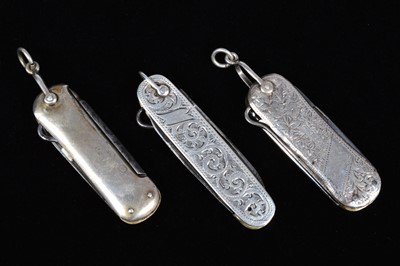 Lot 721 - Two Edwardian silver scaled Pocket Knives/Multi-tools