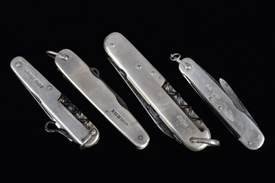 Lot 731 - Four Victorian Silver Pocket Knives/Multi-Tools