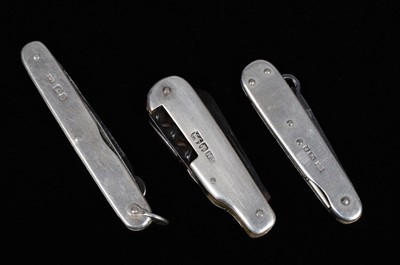 Lot 732 - Three Victorian Silver Pocket Knives/Multi-Tools