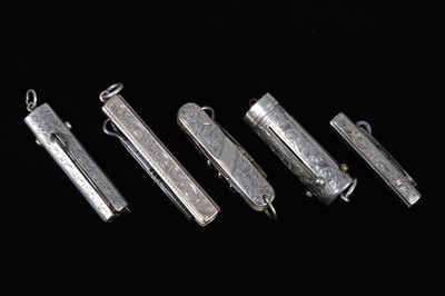 Lot 736 - Five silver Multi-Tool/Pocket Knives