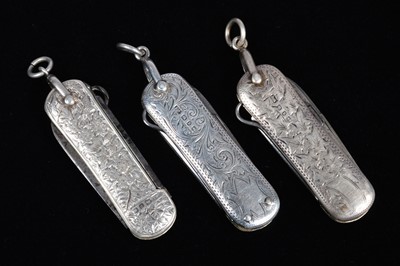 Lot 741 - Three Birmingham Silver Hallmarked Multi-Tool/Penknives
