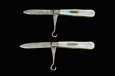 Lot 745 - Two Victorian Silver and Mother of Pearl Pocket Knives/Button Hooks