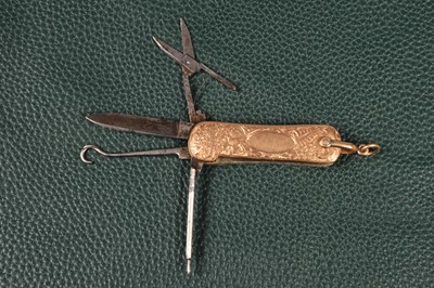 Lot 813 - A late 19th Century 9ct gold Multi-Tool Pocket Knife