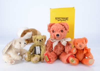 Lot 33 - Five Merrythought teddy bears/soft toys