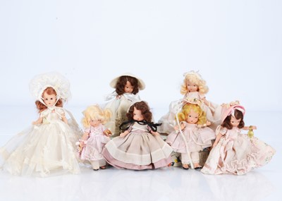 Lot 148 - Six 1930 -40s Nancy Ann Storybook Dolls (American)