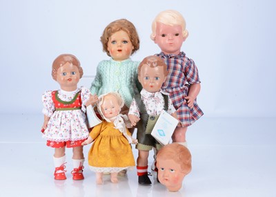 Lot 150 - Two Schildkrot -Puppen replica celluloid dolls