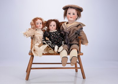 Lot 162 - Three German bisque head child dolls