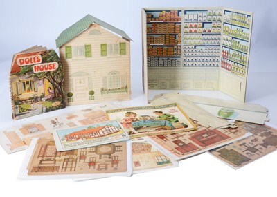Lot 214 - Printed paper and card dolls' houses and furniture