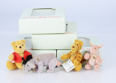 Lot 254 - A set of Hermann Teddy Original Classic Winnie the Pooh miniature mohair bear and friends