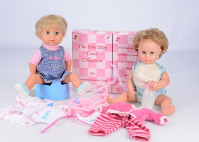 Lot 314 - Two Tiny Tears dolls and accessories