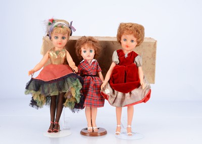 Lot 343 - Three 1950/60s vinyl /hard plastic dolls