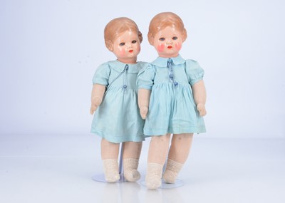 Lot 347 - Rheinische Gummi celluloid twin dolls