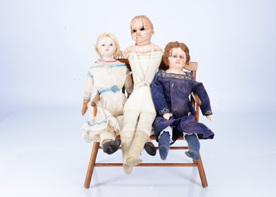 Lot 360 - Three 19th century wax dolls