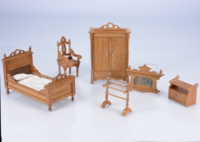 Lot 374 - Schneegas dolls' house bedroom furniture