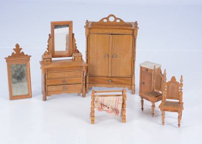 Lot 376 - Schneegas dolls' house bedroom furniture