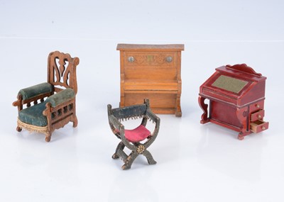 Lot 380 - A German red stained dolls' house Davenport desk