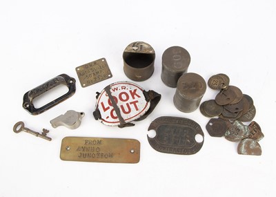 Lot 594 - Railway Pay Checks Pay Tins and Other Small Items of Metal ware