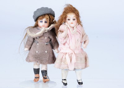 Lot 392 - Two German all-bisque dolls' dolls