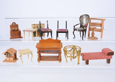 Lot 408 - A Rock & Graner painted tinplate dolls' house arm chair