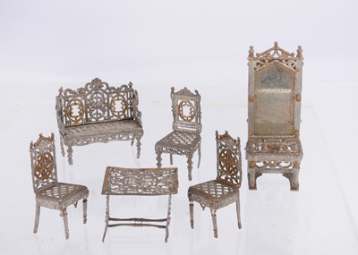 Lot 417 - Late 19th century German soft metal small scale dolls’ house furniture