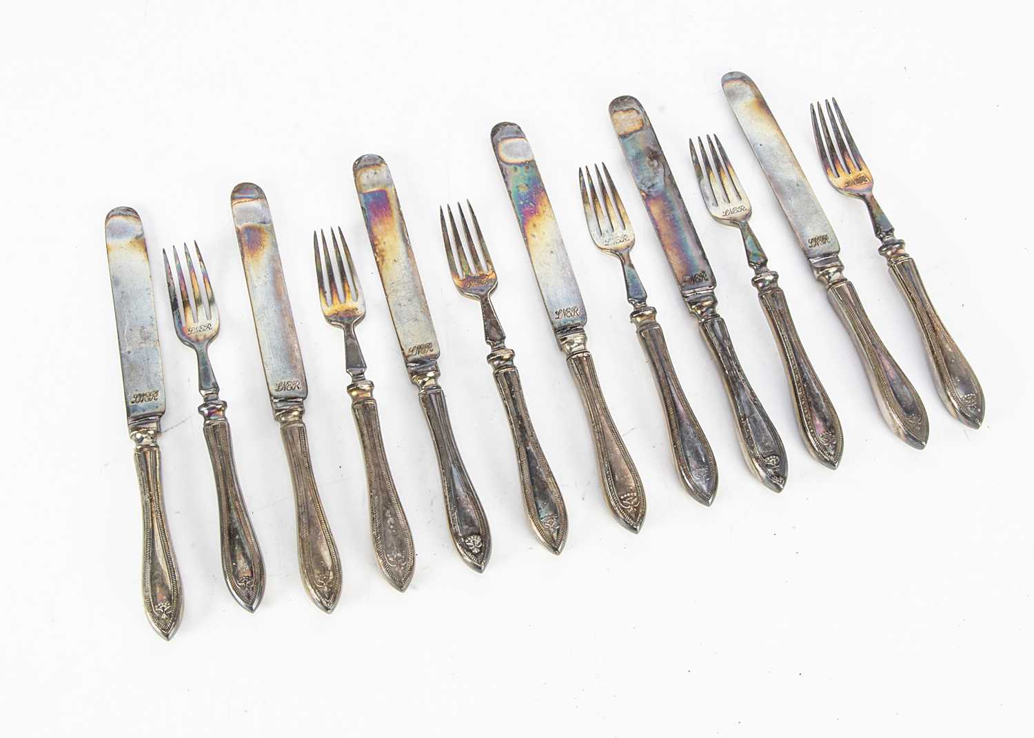 Lot 597 - Silver Plated LNER Dessert Cutlery to Serve Six