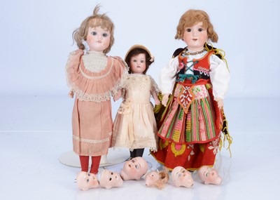 Lot 494 - Three German bisque headed dolls