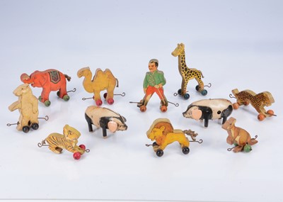 Lot 536 - A Chad Valley wood and printed paper circus train