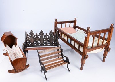 Lot 578 - A 19th Century stained pine dolls rocking cradle