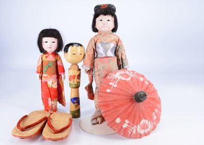 Lot 625 - Two Japanese Ichimatsu dolls