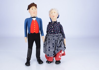 Lot 642 - A Steiff limited edition Peasant Lady Replica 1912 and  Peasant Man Joerg replica 1915 felt dolls