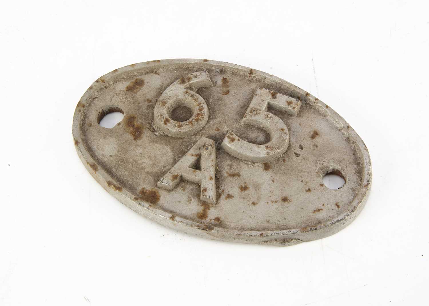 Lot 725 - Cast Iron Locomotive Shed Plate 65 A