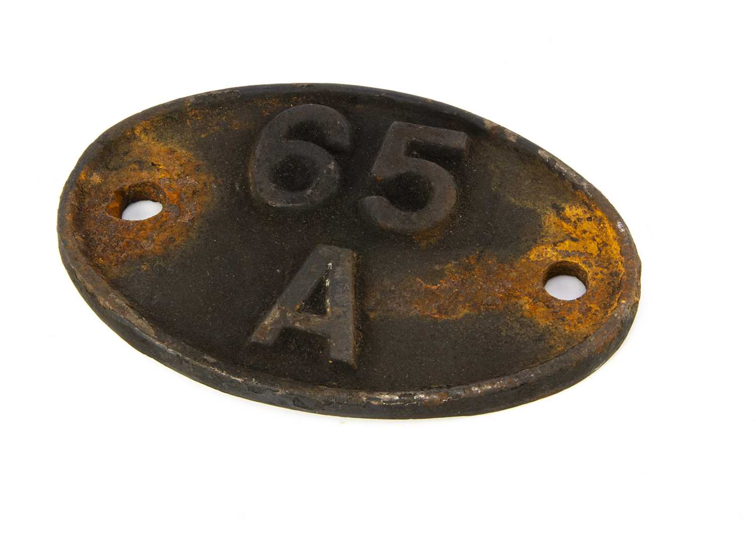 Lot 726 - Cast Iron Locomotive Shed Plate 65 A