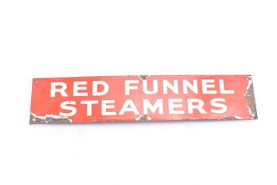 Lot 728 - Enamelled Sign Red Funnel Steamers
