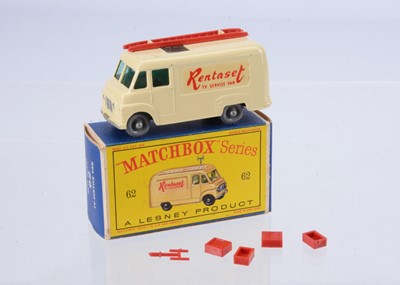 Lot 199 - A scarce boxed Matchbox Lesney 1-75 Series 62b Commer TV Service 'Rentaset' Van