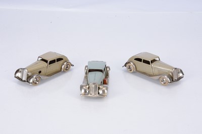 Lot 519 - Tri-ang Minic Tinplate Clockwork 4M Pre-War Sports Saloons
