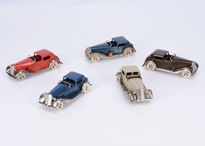 Lot 525 - Tri-ang Minic Tinplate Clockwork 7M Pre-War Town Coupes