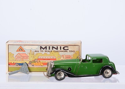 Lot 526 - A Tri-ang Minic Tinplate Clockwork 18M Post-War Vauxhall Town Coupe