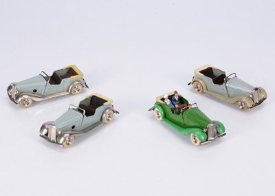 Lot 537 - Tri-ang Minic Tinplate Clockwork 8M/34M Pre-War Tourers